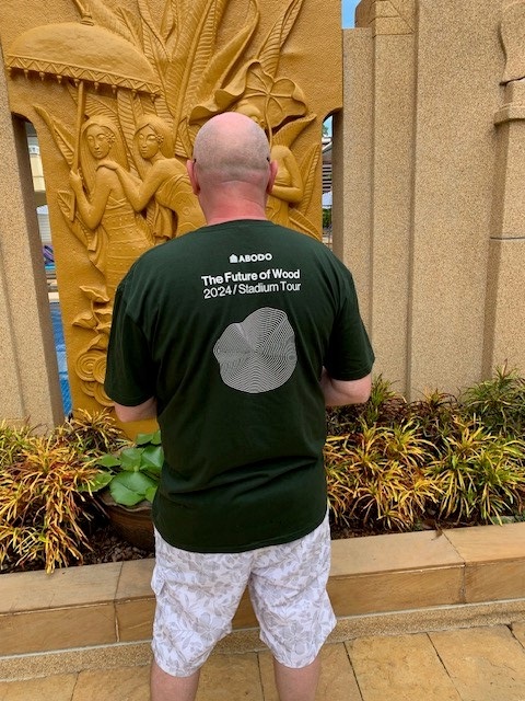 Sean Carmedy, Procurement Manager of M H Southern &amp; Company Ltd proudly promoting Abodo whilst on holiday in Thailand. Abodo is Exclusively available from MHS - mhsouthern.co.uk/abodo/