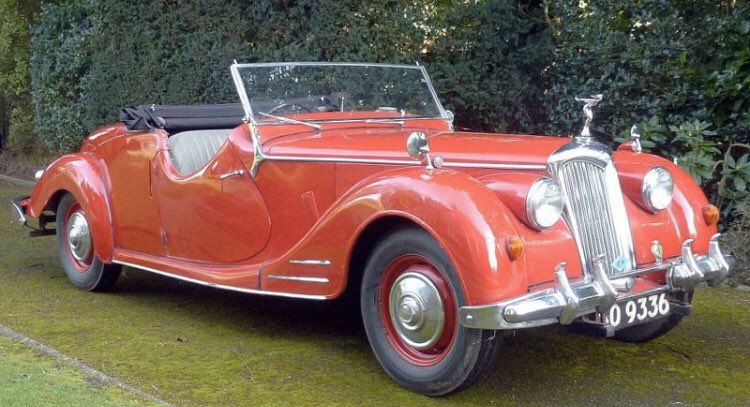 This is a red Riley Roadster (this one 1950). Blair called his the ‘Big Red Fire Engine’ perhaps indicative of how he drove it, and the crash in Mill St #Newtownards which cost him his life in the early hours of that December morning in 1955 #BlairMayne #PaddyMayne #SAS #WW2