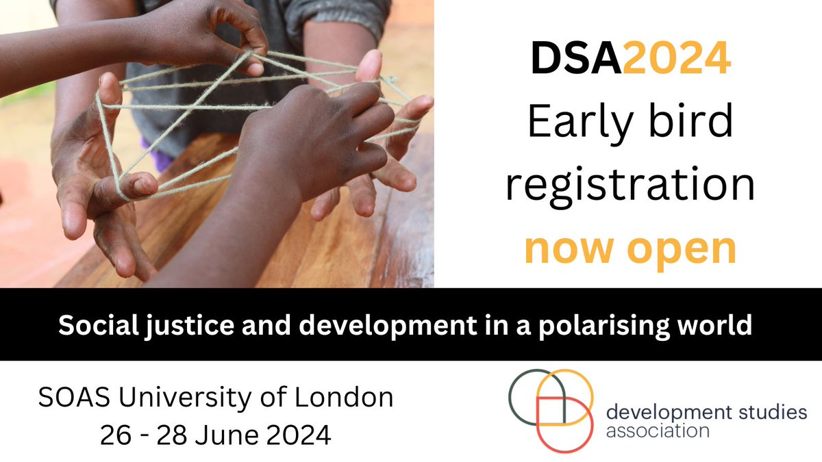 🚨 #DSA2024 Early Bird registration is closing soon‼️ 📅 Join us on 26–28 June 2024 📌 Hybrid: Online and at @SOAS University of London 🔥 Hurry to secure the much lower fees 🔥 For more info and to register, visit our website ⤵️ buff.ly/4amHJoE