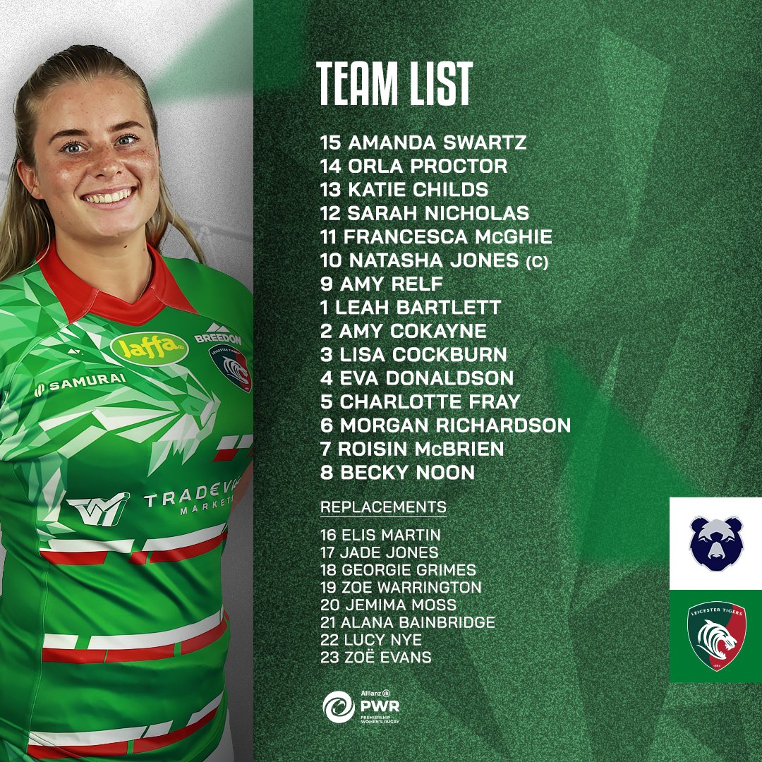 📋 𝐓𝐄𝐀𝐌 𝐍𝐄𝐖𝐒        

The matchday squad has been named for Sunday's trip south to Bristol Bears!

🔙 <a href="/amycokayne/">Amycokayne</a> returns to action
1⃣ A first Tigers start for Orla Proctor
2⃣0⃣ appearances for Charlotte Fray         

#COYT 🐯

ℹ️ LeicesterTigers.com/news/team-news…