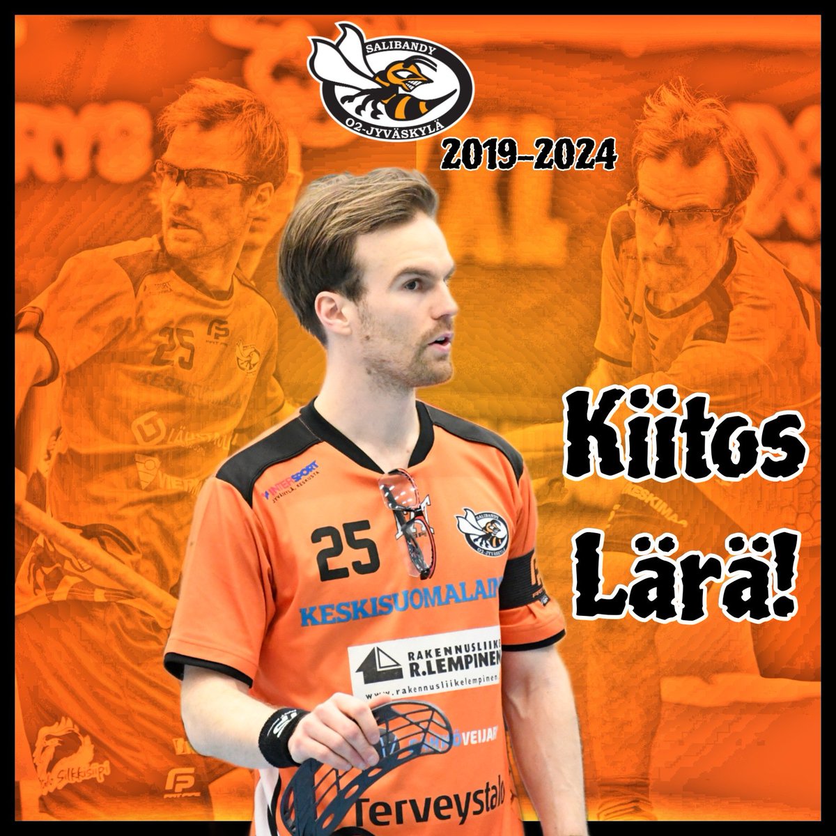 O2JKL's tweet image. KIITOS LÄRÄ 🧡

Komea, vuonna 2010 alkanut pääsarjaura tulee päätökseen 🙏

Lauri Lavonen pelasi Amppareissa Inssi-Divaria viiden kauden ja 118 ottelun verran 💥

📸 Esa Jokinen 

#o2jkl #salibandy #inssidivari #surinaa @Salibandyfi @paakallofi @inssidivari