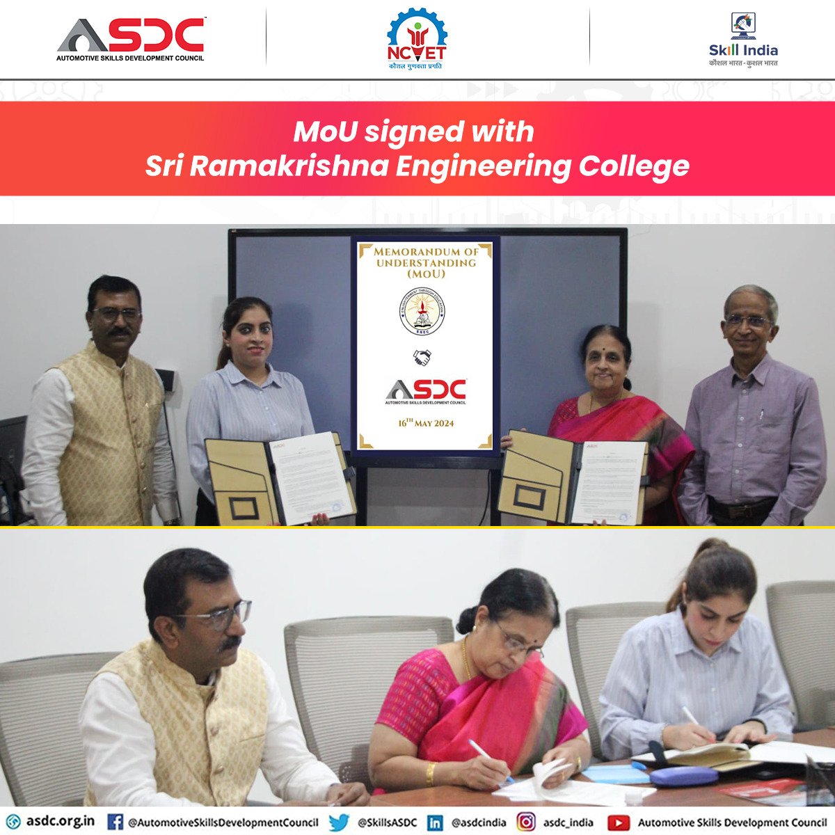 Signed a MoU with Sri Ramakrishna Engineering College for implementing a 60-hour qualification, a significant step towards enhancing educational opportunities. #Mousigning #Education