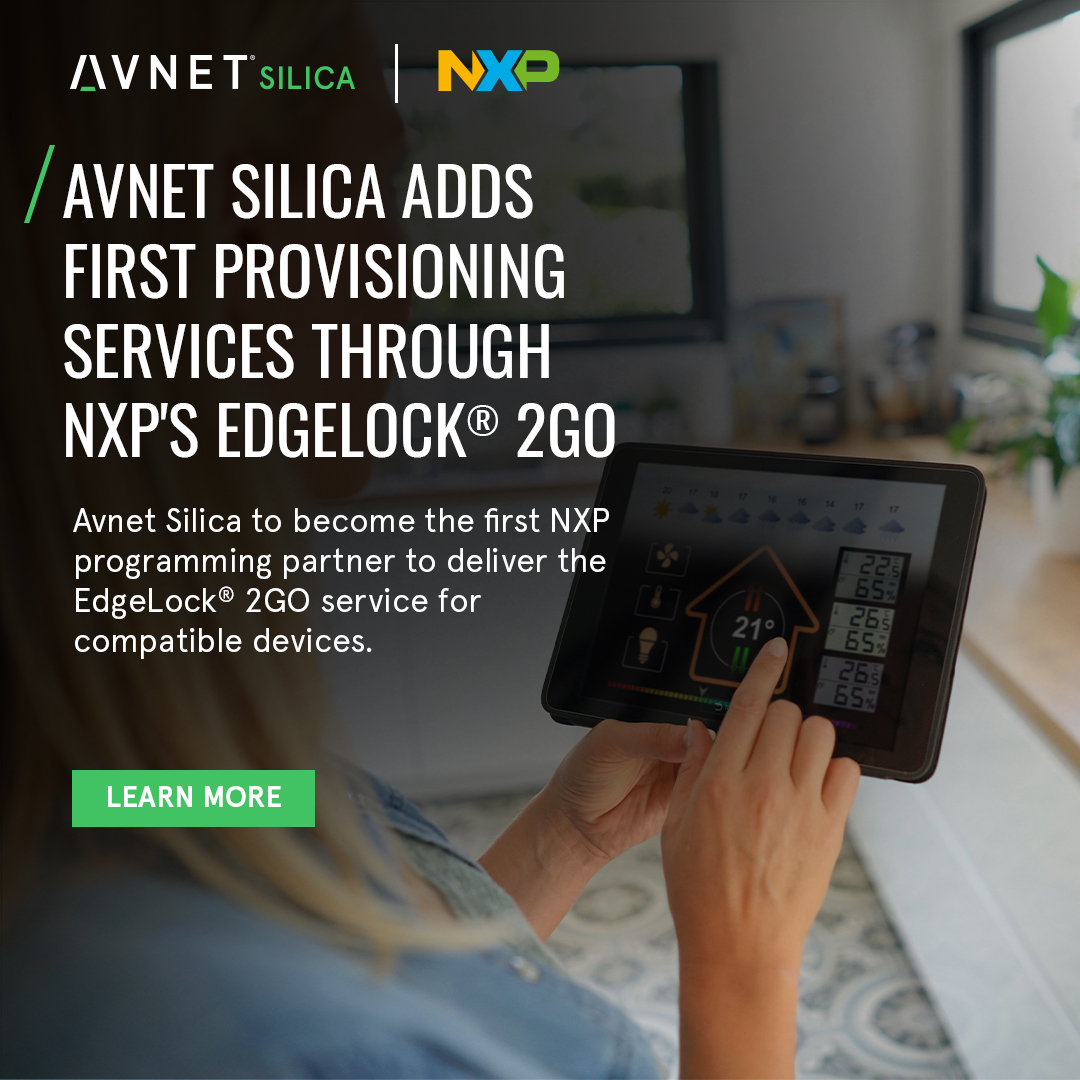 Avnet Silica are set to become the first @NXP programming partner to deliver the EdgeLock® 2GO service for compatible devices. 

“NXP is committed to make it easier, simpler and more convenient for device OEMs to provision their IoT devices. Our EdgeLock 2GO service delivers a