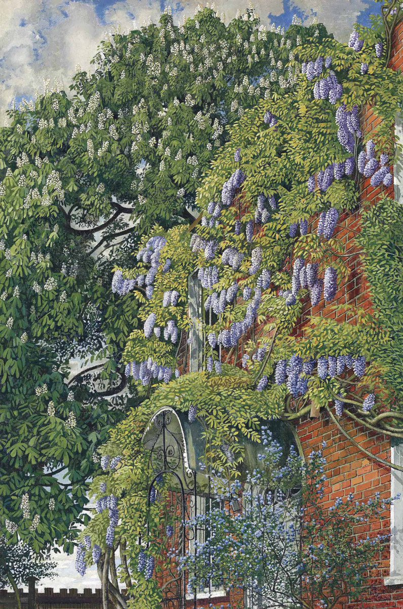 Good Day! Wisteria at Englefield by Sir Stanley Spencer RA 1954 Oil on Canvas (Private Collection)