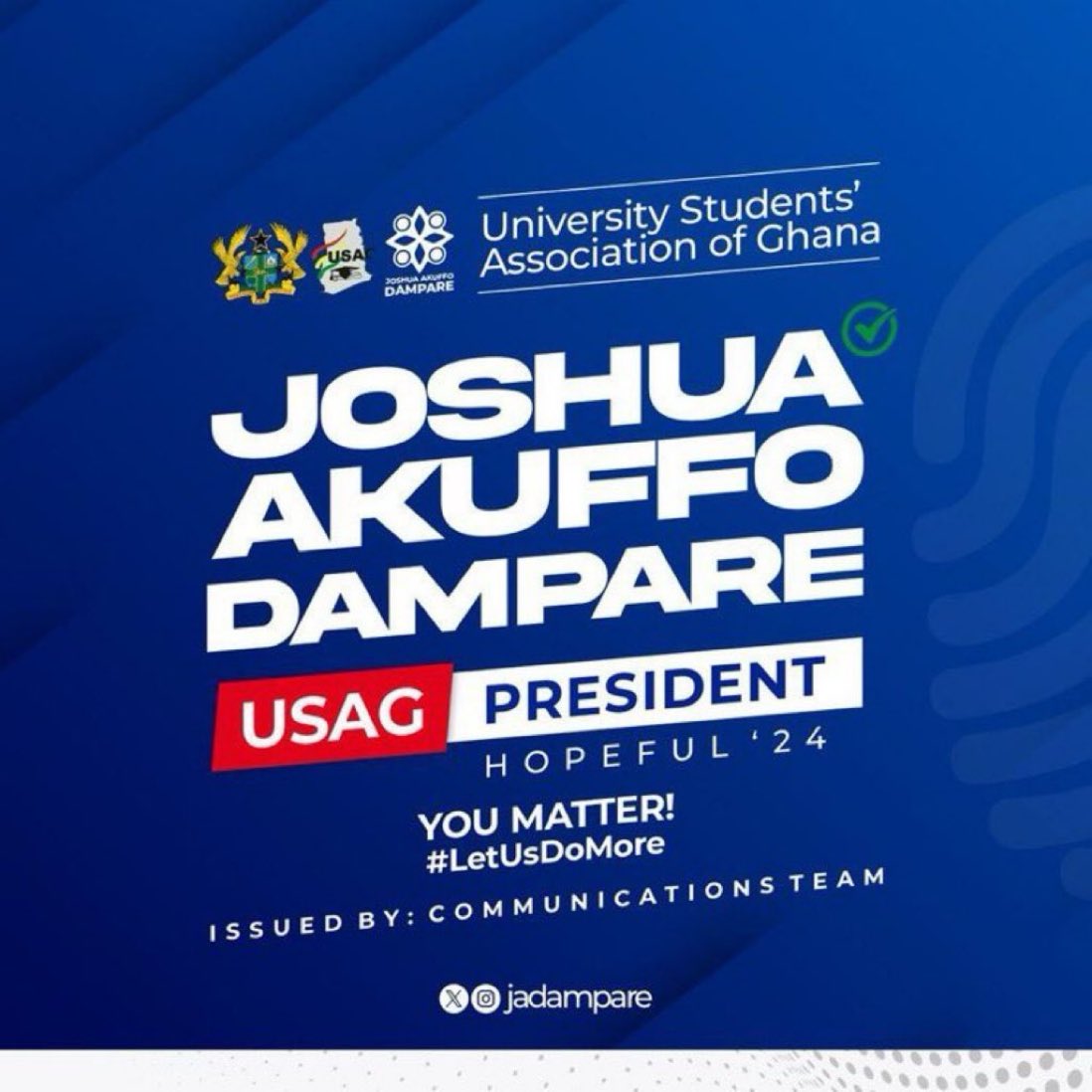 All USAG members, it should be Joshua or nobody else, yall take note and vote for him #JAD4U