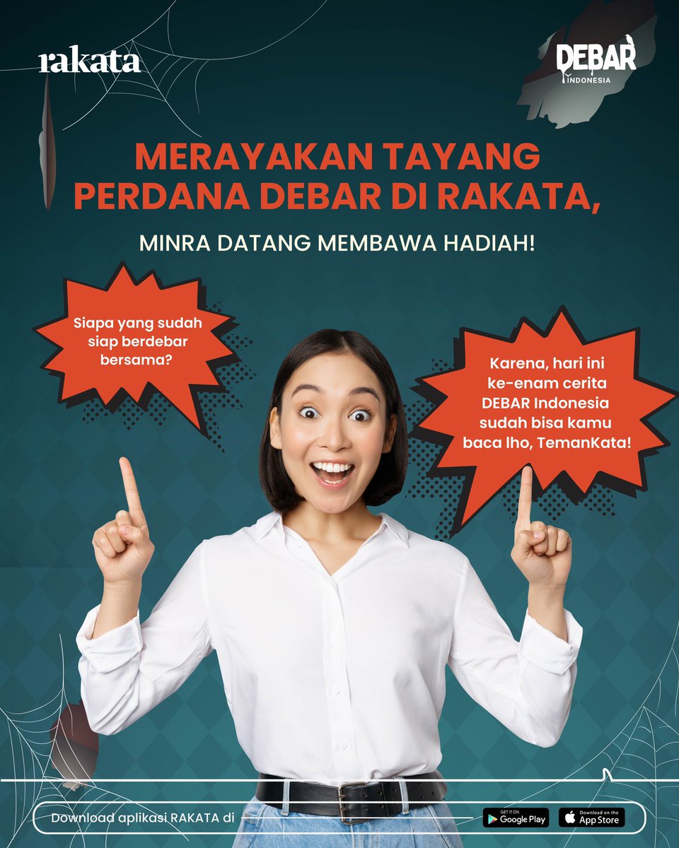 Warga X sudah tau belum kalau ke-6 cerita DEBAR sudah bisa kamu baca di Rakata? 👀 Hayooo, di antara kamu siapa aja yang sudah ikut merasakan debaran pertama dari cerita #DEBARIndonesia? Nah, spesial merayakan tayang perdana Debar, MinRa membawa kabar gembira untuk TemanKata~