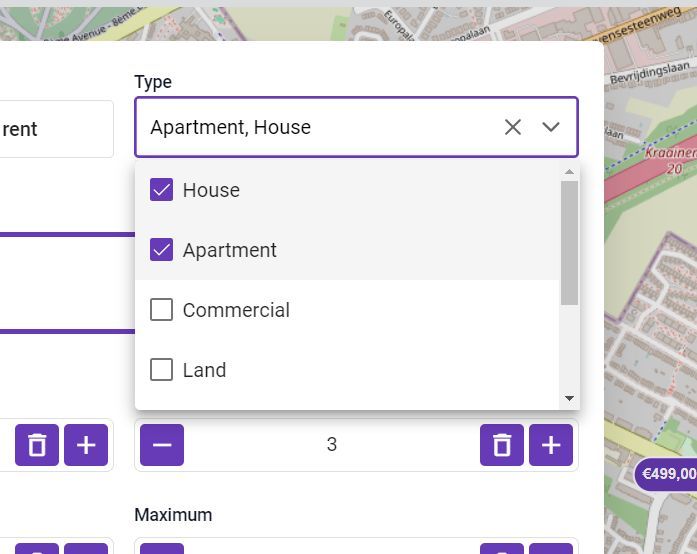 imino_BE's tweet photo. A Lazimo user wanted to be able to select more than one property type.
The feature is now available!
If you have a comment, an idea, or anything else, the feedback button is there for it! https://t.co/m5uVFPBUqw