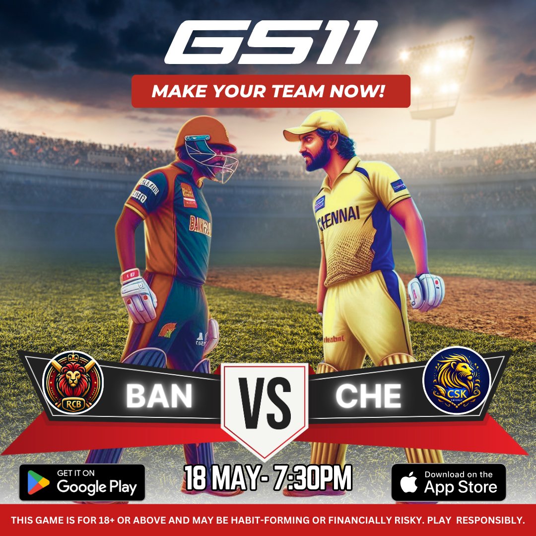📷 Join the battle, create your dream team, and let the rivalry begin! 📷 Who will conquer? BAN or CHE? 📷
Download the GS11 app now and make your mark in this epic clash! 📷📷📷 #cricketdaily #cricketfeed  #gs11
#t20cricket