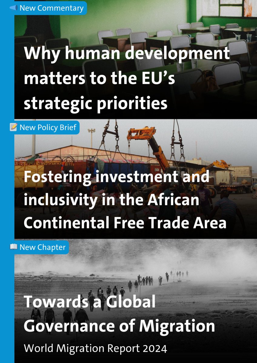 ✍️ ECDPM publications this week! ✍️

1) Why does human development matter to the EU’s strategic priorities?
📣 bit.ly/3JXWW3J

2) Fostering investment and inclusivity in the African Continental Free Trade Area
📝 bit.ly/3yey1qi

1/2