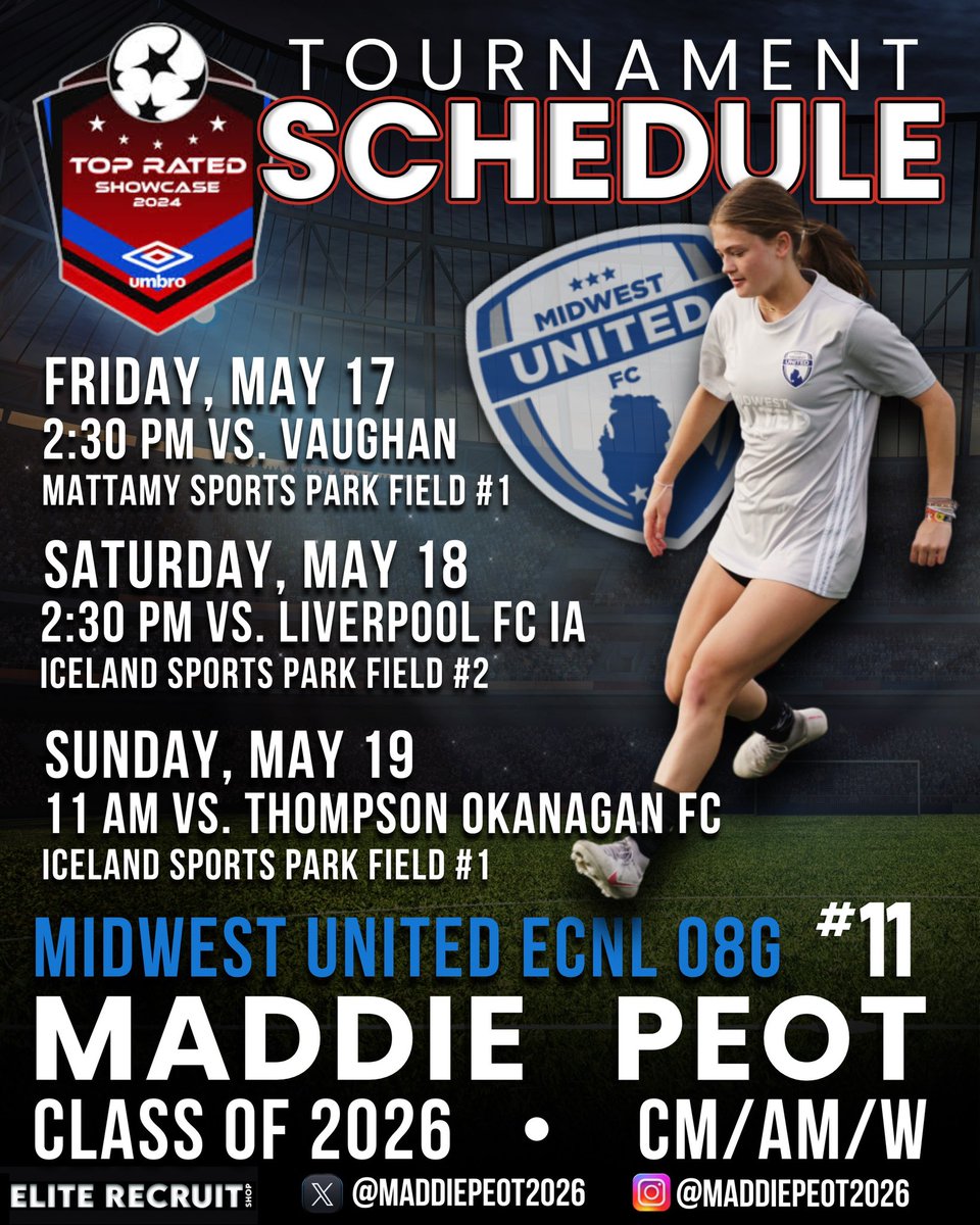 New Tournament New Opportunities Check out our schedule 👀 ⬇️ First game- 2:30 TODAY One the road 🚙 to 🇨🇦 @ImCollegeSoccer @ImYouthSoccer @TopDrawerSoccer @PrepSoccer @TheSoccerWire @MUFCAcademyMI @StewGivens @bradwell7 @ECNLgirls
