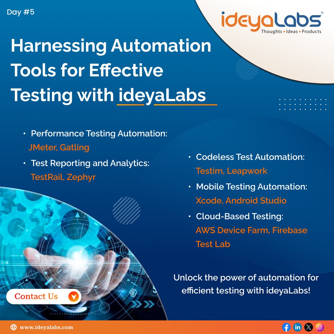 At ideyaLabs, we use cutting-edge automation tools to streamline testing and ensure robust software quality. Contact us to learn how our automation solutions can enhance your software quality and testing processes! #Automation #SoftwareQuality #Testing #QA #ideyaLabs