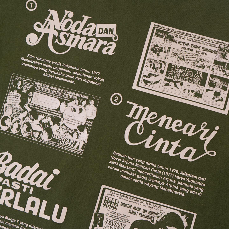 インドネシアの「Grafis Nusantara」による『Film Romansa Short Tee』。インドネシアの70年代の映画をモチーフとしたTシャツです super-meteor.com/?pid=180581402