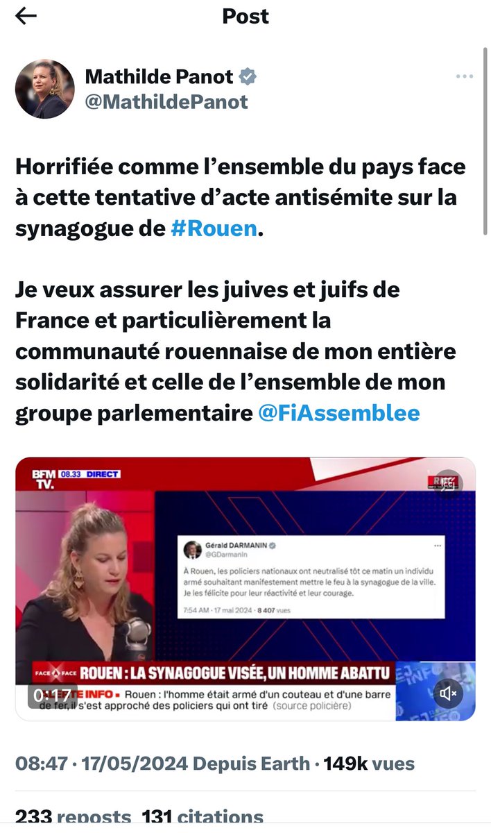 Le #LFI du coin ouvre les parapluies et verse des larmes de crocodiles après la tentative d’incendie de la #synagogue de Rouen. Mais l’hypocrisie de l’extrême-gauche ne trompe plus personne. LFI fait campagne en instrumentalisant la #Palestine pour semer la haine des #Juifs et