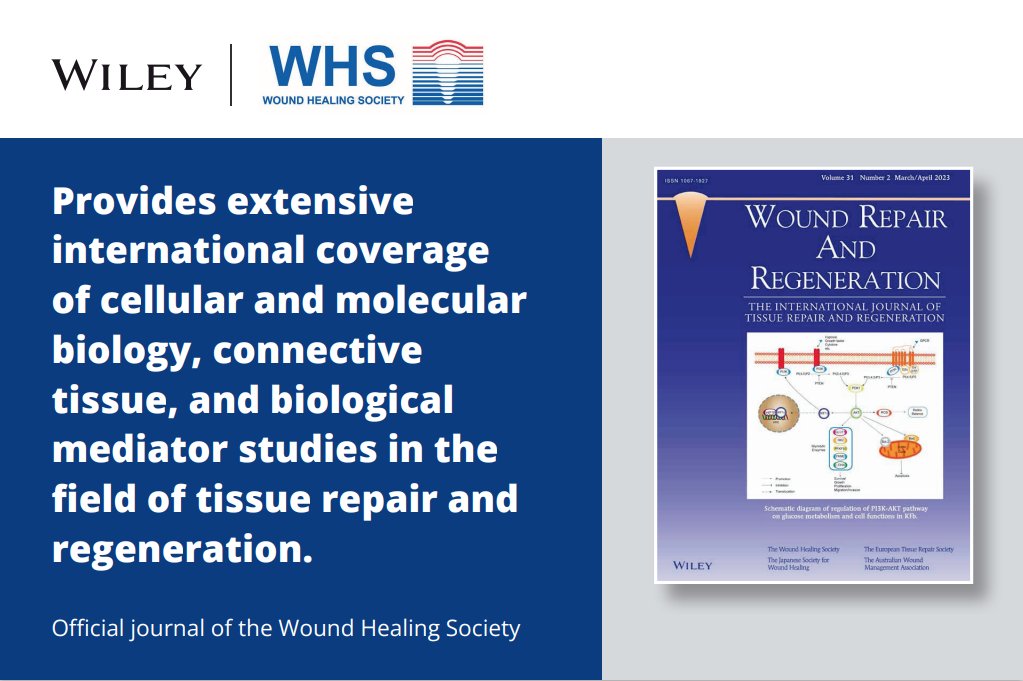 🔍Looking for a home for your research? Explore the latest breakthroughs in tissue repair with Wound Repair and Regeneration—a vital resource for medical professionals and researchers. 🔗Find out more: ow.ly/x3Cc50RIaec #WHS #WoundHeal2024 #WoundHealing #Research