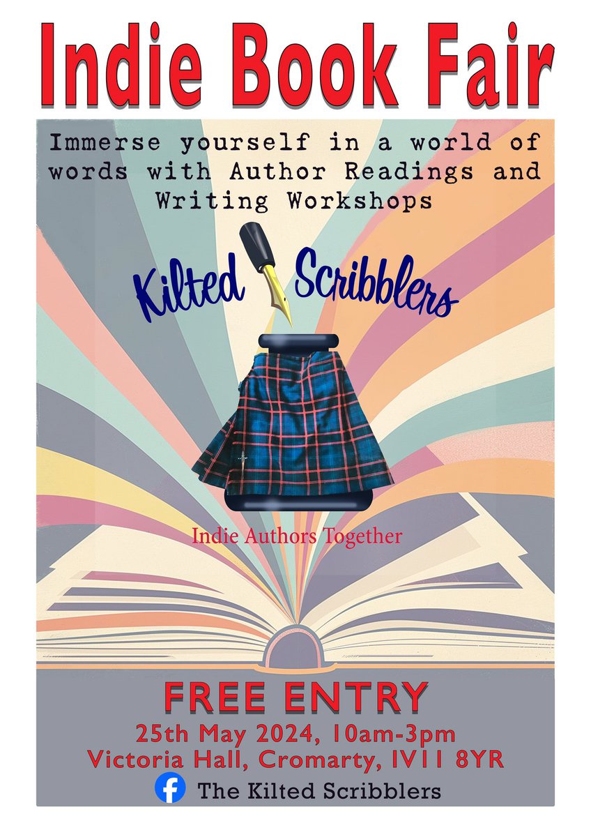 Just over a week until I’m one of the featured authors at this signing in Cromarty. If you’re in the Highlands, come and say hello! #LocalAuthor #BookSigning #KiltedScribblers #IndieAuthors