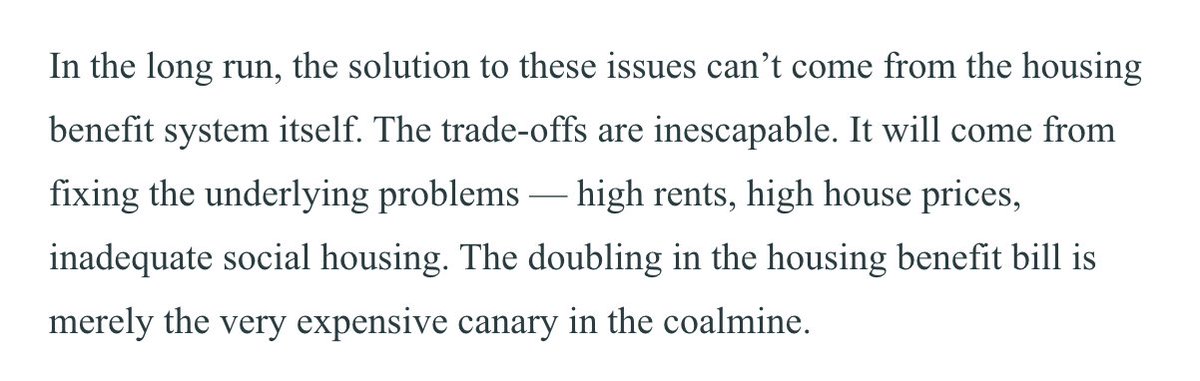 But as @PJTheEconomist has written before, the solution here cannot just be pouring more and more money into housing benefits ifs.org.uk/articles/doubl… We need to fix the root causes: chronic undersupply of all types of housing, and the erosion of the social sector.
