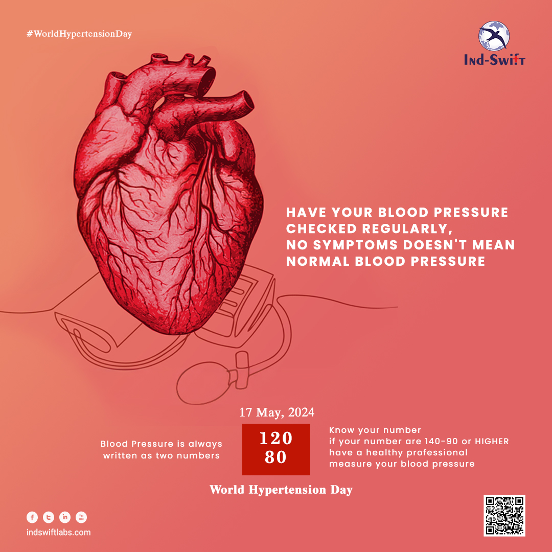 Have your blood pressure checked regularly, No symptoms doesn't mean Normal blood Pressure. #WorldHypertensionDay #indswift #indswiftlabs