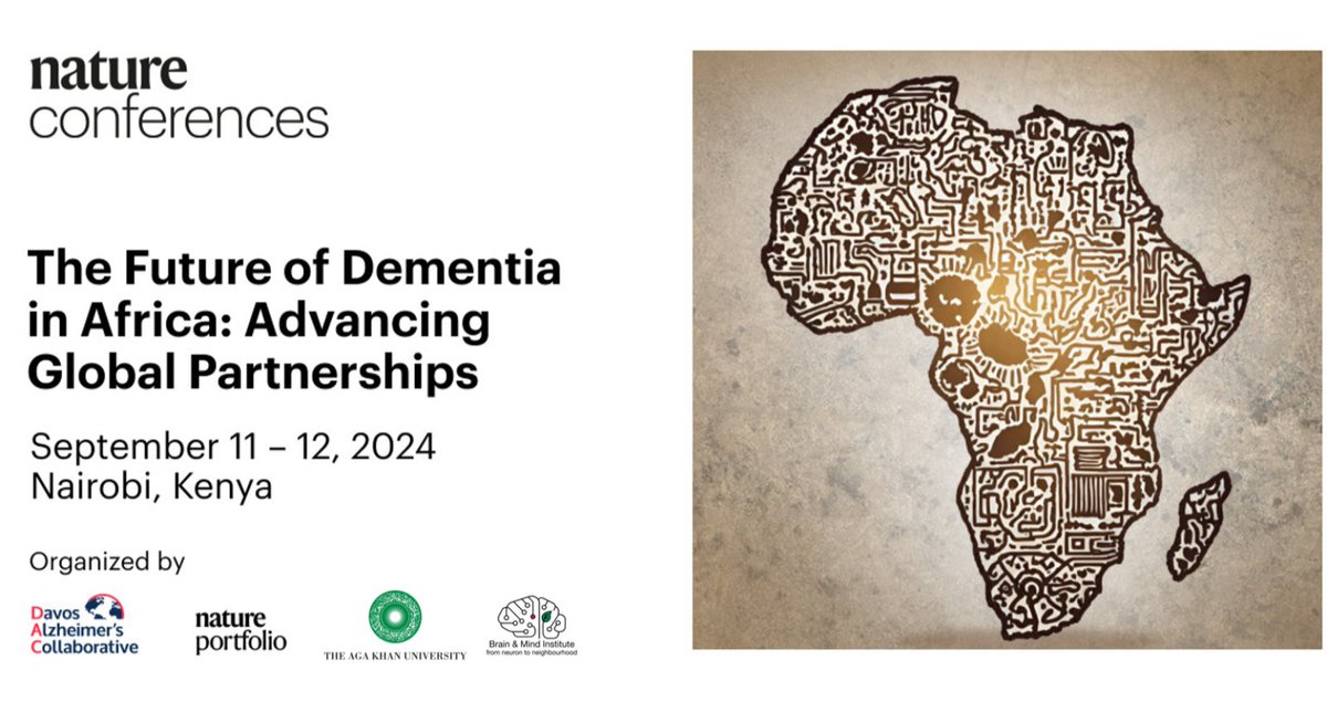 In collaboration with @DavosAlzheimers and @NaturePortfolio, we are proud to host the inaugural conference on ‘The Future of Dementia in Africa: Advancing Global Partnerships!’ from September 11 - 12 at the @AKUGlobal, Nairobi, Kenya. 🔗natureconferences.streamgo.live/the-future-of-…