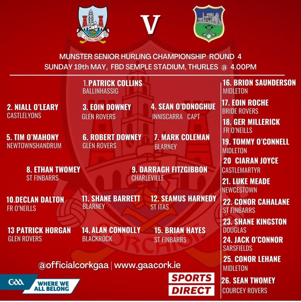 Another big one for the Rebels on Sunday! Good luck to Alan, Wayne and all involved for the trip to Tipp 🔴⚪️