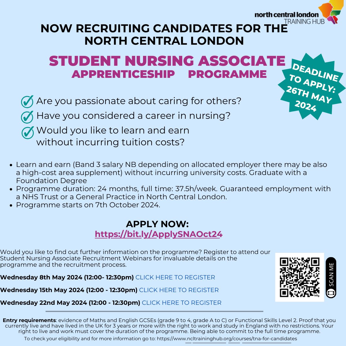 Passionate about caring for others? 💖 Consider a career in nursing with our tuition-free Foundation Degree Program! 💼💰 Start earning (Band 3 salary) while you learn. Guaranteed employment with NHS Trust or General Practice in North Central London. 

#apprenticeship #nhsjobs