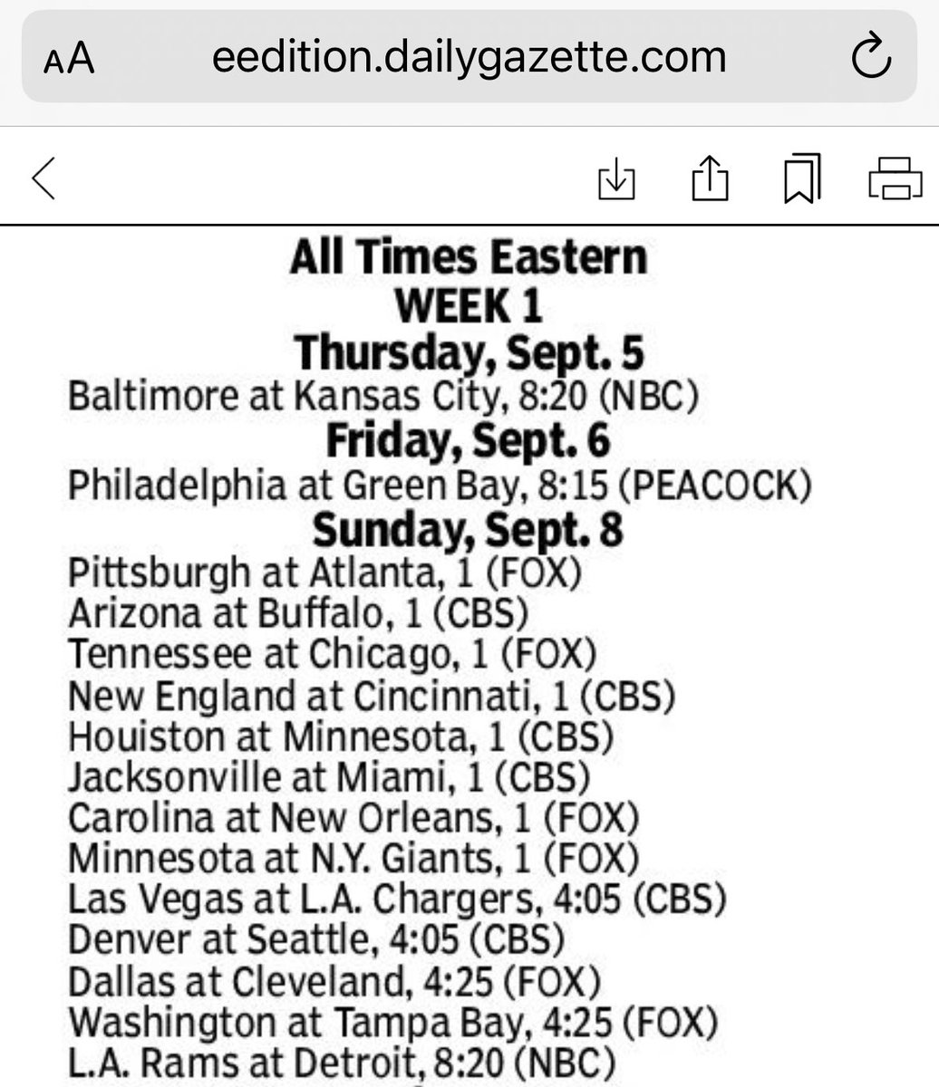 According to the Daily Gazette, the Minnesota Vikings can be in Minnesota and NY at the same time. Amazing. Maybe it’s climate change? Also - where’s “Houiston?”