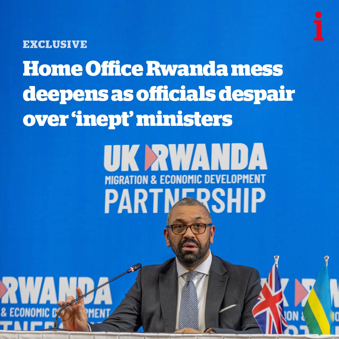 💬 “It’s actual chaos” “Inept” ministers who fail to understand “the mess they have created” are responsible for new delays to Rishi Sunak’s flagship Rwanda plan, Home Office insiders have told @theipaper ➡️ @lizziedearden reports: trib.al/nDndwkw