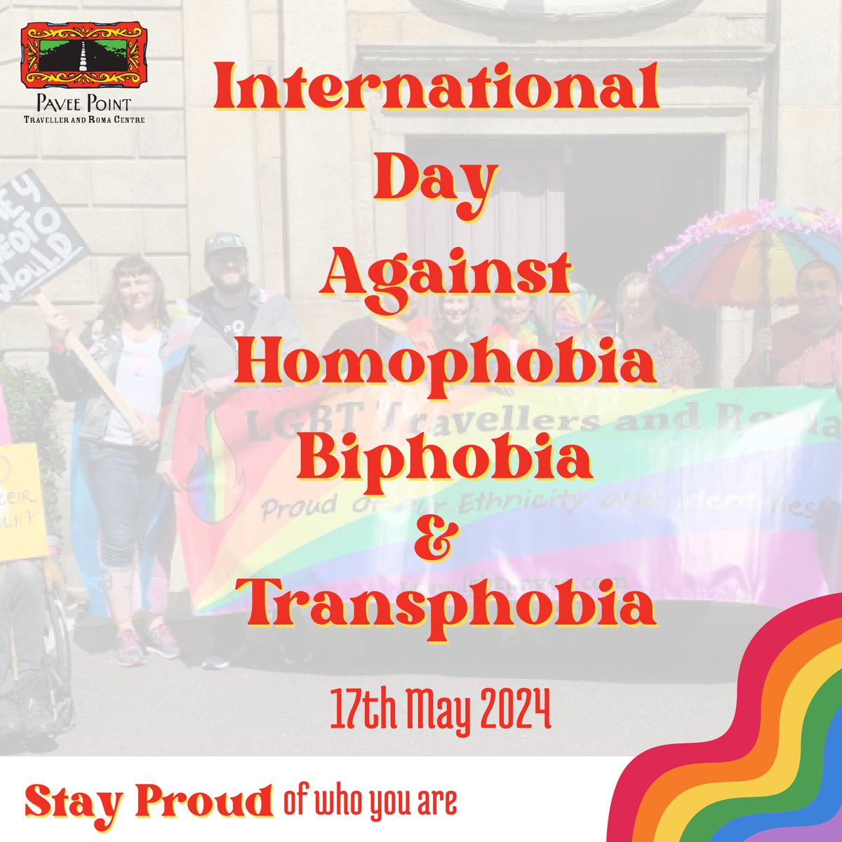Today is International Day Against Homophobia, Biphobia & Transphobia. We stand in solidarity with Lesbian, Gay, Transgender, Intersex and Queer (LGBTI+) #Traveller and #Roma. LGBTQI+ rights are human rights. For advice & support: travandromalgbti.ie #IDAHOBIT2024