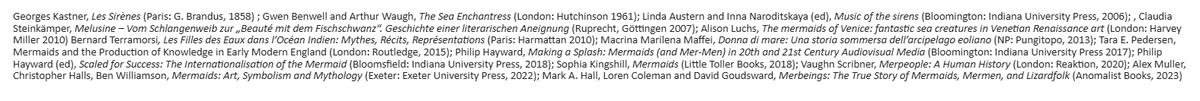 Calling historians, folklorists and library mice! This is my first go at a bibliography of mermaid monographs from the last two hundred years in major European languages. Can anyone add? Authors include cryptozoologists (@CryptoLoren), folklorists, historians, ethnographers...