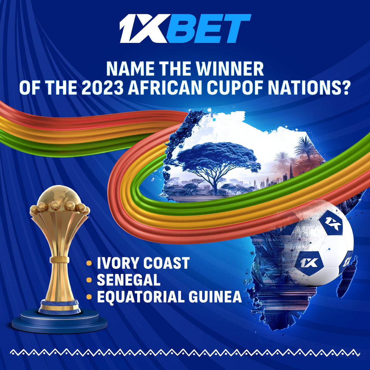 Join our African Soccer Safari Giveaway! 🇿🇦
Here's how to enter:
☑️ Follow us
❔ Answer the carousel questions in the comments and add your Client ID
Have the chance to win free bets worth 120 GHS! 🎁

5 winners will be announced on May 27th. 

#1xBet #Africaday #1xBetGiveaway