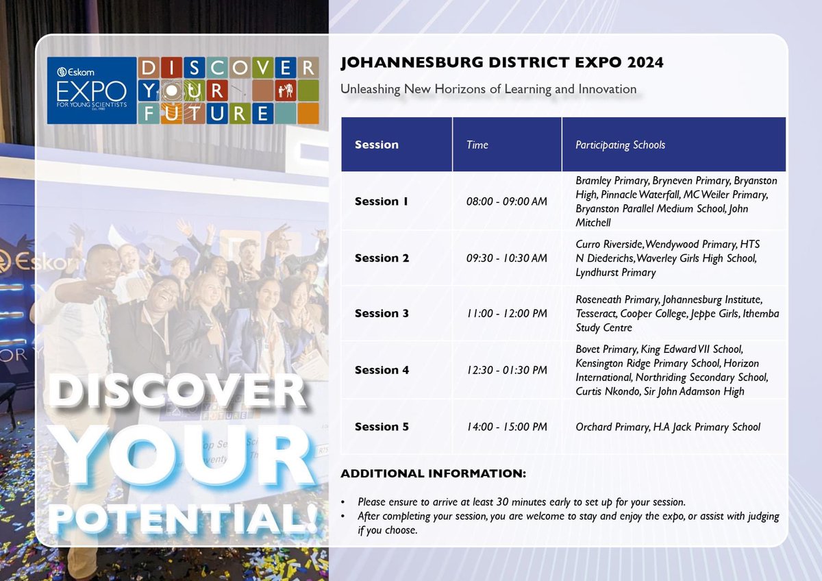 Discover New Horizons at the Johannesburg District Expo 2024! Join us on May 18th at Sci-Bono for an exhilarating day filled with innovation and exploration. This year, under the theme 'Discovery', we invite you to dive deeper into the realms of science and education. 🔍