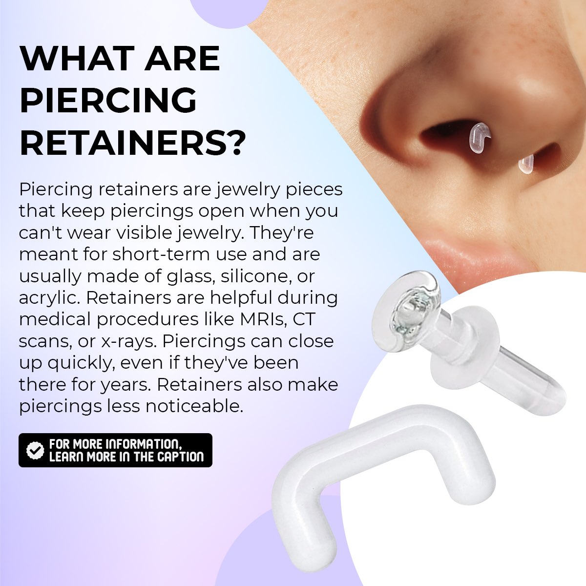 What are piercing retainers? 
#piercingretainers #bodyjewelry #FridayMotivation