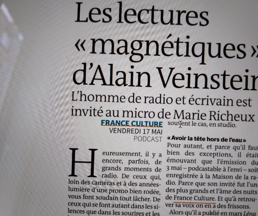 Emilie Grangeray a écouté Le déballage de bibliothèque d'Alain Veinstein pour le Book Club @franceculture. Elle en parle avec mots choisis et émotion pour @lemondefr Merci 🙏 Podcast > radiofrance.fr/franceculture/…
