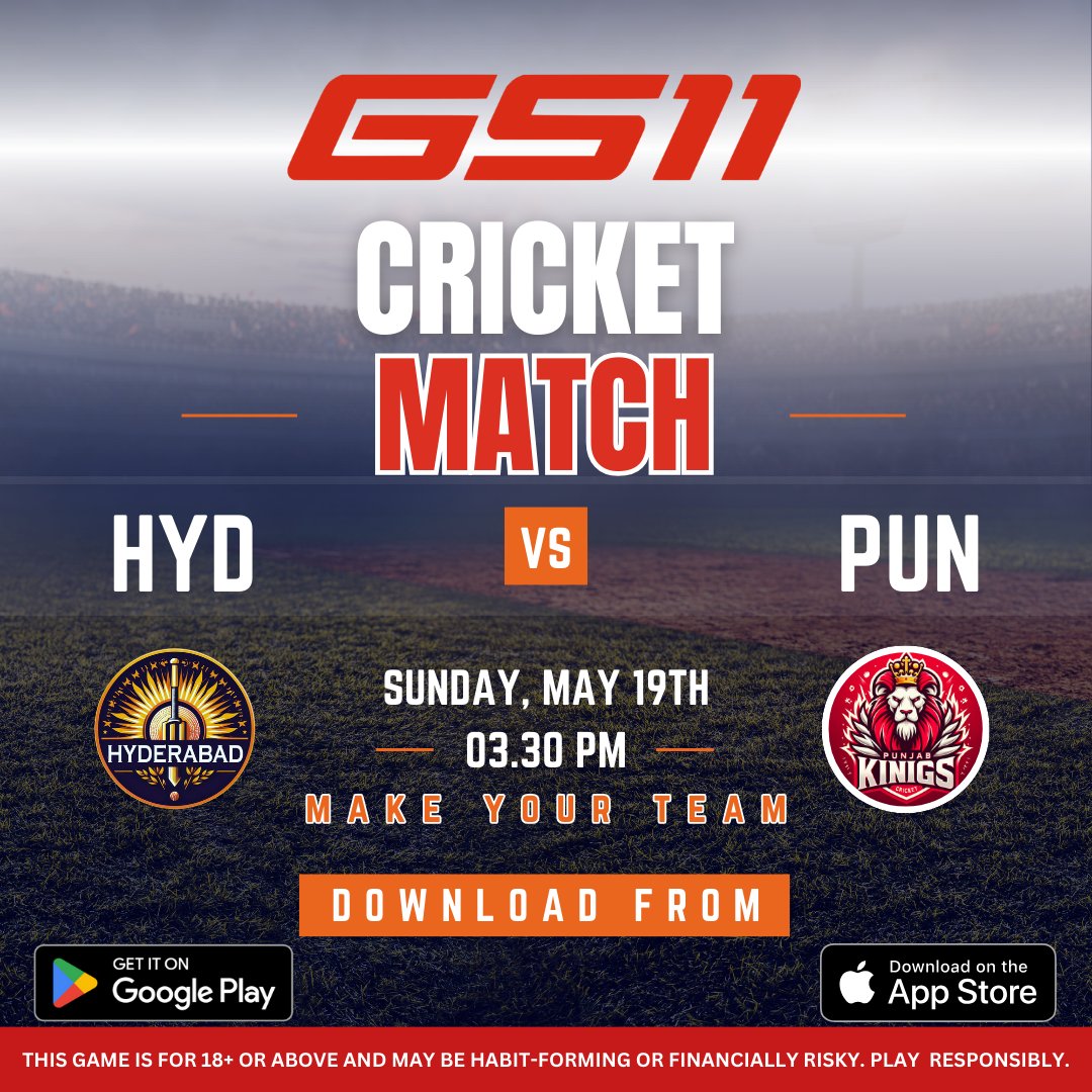 📷 #HYDvsPUN Showdown! 📷 Gear up as the Hyderabad clash with the Punjab in a thrilling T20 battle! Build your ultimate team on #GS11 and join the cricket craze. 📷📷
#cricket #cricketfansclub #T20 #cricketdaily