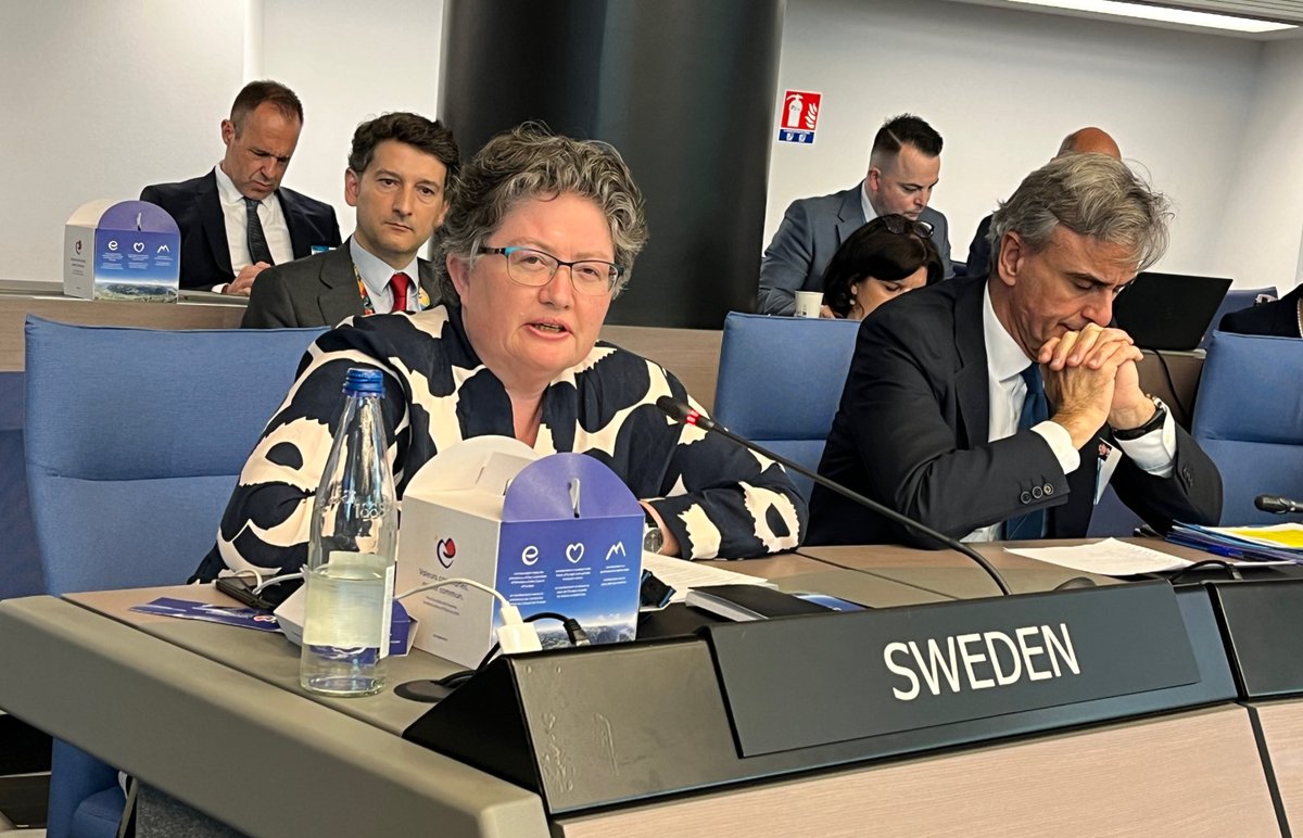 ”We must ensure that Russia does not succeed to destroy the European security order - and replace right with might”. Director-General for Legal Affairs Elinor Hammarskjöld of Swedish @SweMFA at the Council of Europe ministerial meeting. @TobiasBillstrom