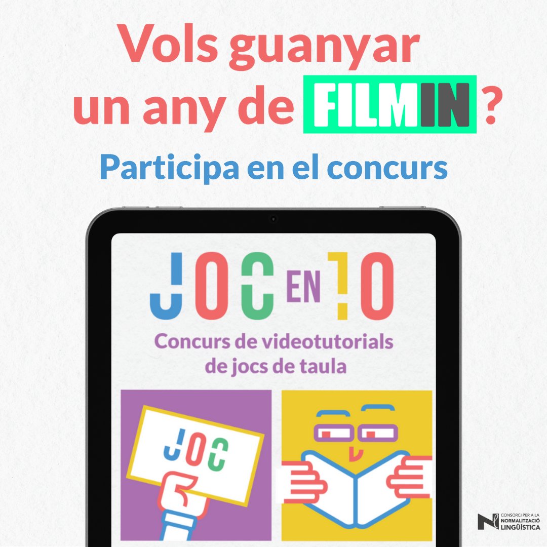 😀 Vols guanyar un any de Filmin? És un dels premis del concurs JOCen10! 📲 Consulta'n les bases i els premis a: totjoc.cat 🗓️ Fins al 27 de maig #JocEn10 #Totjoc @cpnlcat