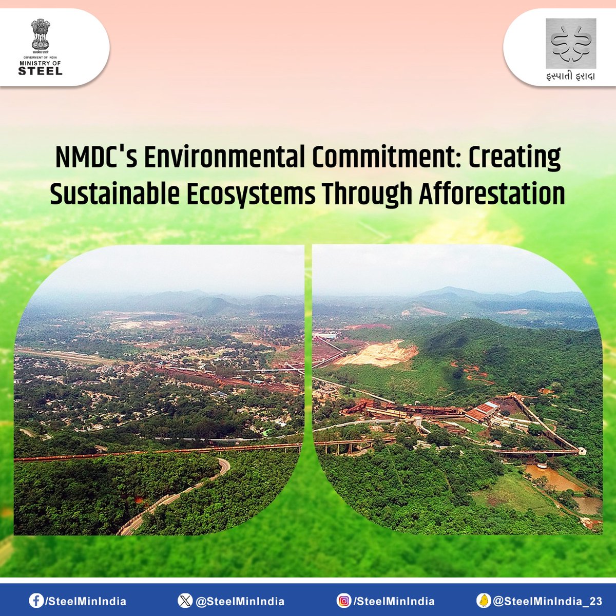 #NMDC's dedication to environmental stewardship shines as they plant over 3 million trees in sensitive regions, fostering a sustainable future.🌳 #Afforestation #EnvironmentalStewardship