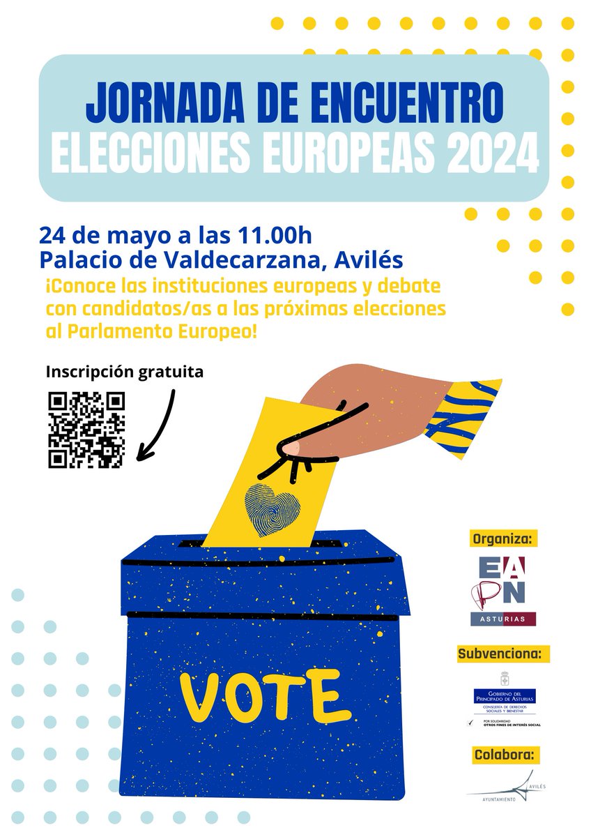 ⌛ ¡Cuenta atrás para la Jornada de Encuentro sobre las Elecciones Europeas! 🗣 EAPN-AS organiza un encuentro con representantes de formaciones políticas el próximo 24 de mayo a las 11:00h en Avilés.