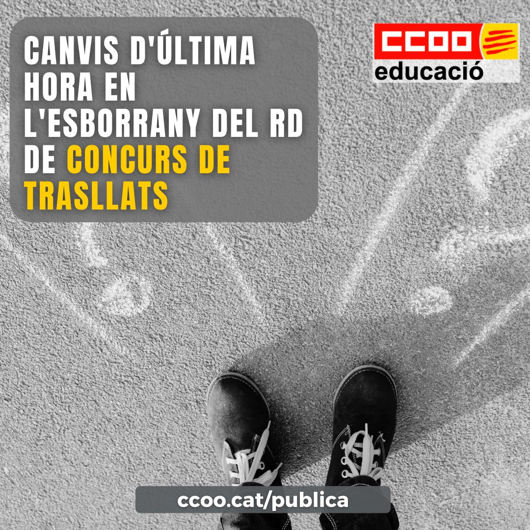 Canvis d’última hora en l’esborrany del RD de Concurs de Trasllats ✅Han acceptat la proposta en relació amb els criteris de desplaçament ❌Però segueix sense assegurar-se que es convoquin totes les vacants 🔗 ccoo.cat/educacio/notic…