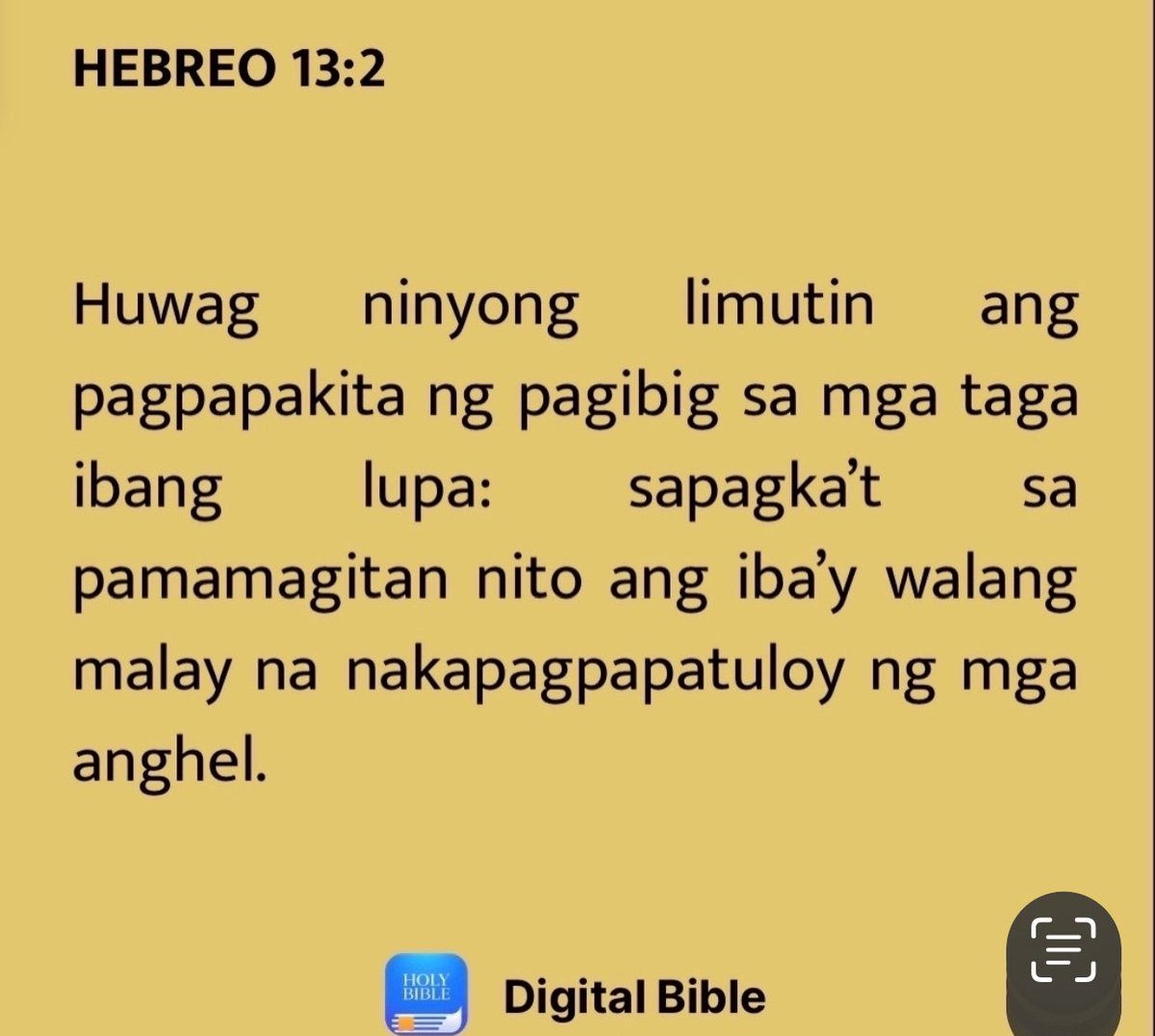 Hebreo 13:2
'Huwag ninyong limutin ang pagpapakita ng pagibig sa mga tagaibang lupa: sapagka't sa pamamagitan nito ang iba'y walang malay na nakapagpapatuloy ng mga anghel.'

#ShiningWithLove 
#MCGICares 
#GlobalPrayerForHumanity