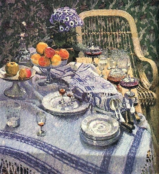 HAPPY FRIDAY AND HAPPY END OF THE WEEK TO EVERYONE!!!😊✌️Igor Grabar 'Table with Leftovers', 1907, oil on canvas, still life, landscape.