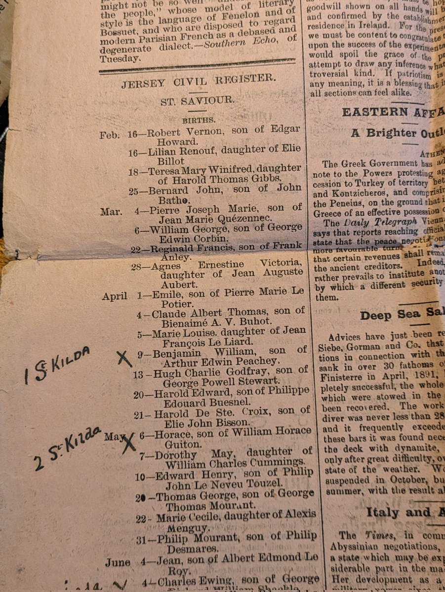 Notice of Benjamin's birth on April 9th 1897 in The Evening Post, Jersey, dated Thurs, sept 2nd 1897. Son of Arthur Edwin Peachey, then resident in Park Road West Dulwich, but the paper is in an envelope addressed to him at Wincham Hall nr Northwich, Cheshire.