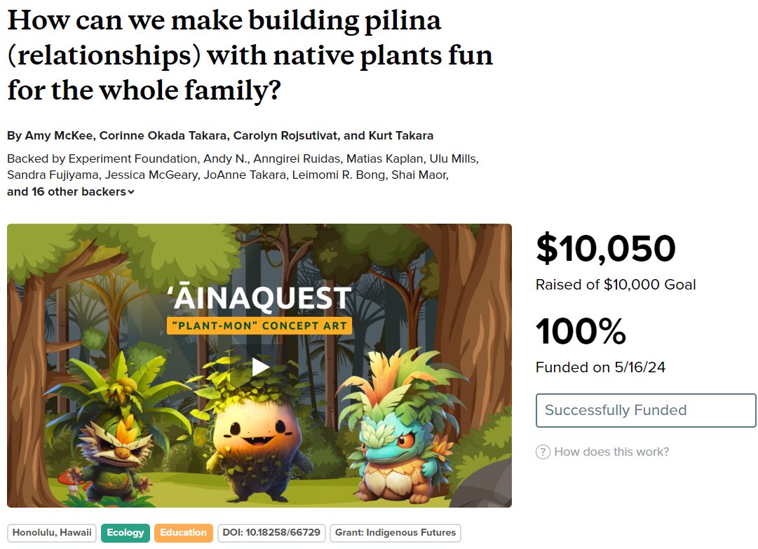 Corinne Okada Takara (@corinnetakara) on Twitter photo Mahalo nui loa to all who supported this experiment campaign. This project is centered on increasing community interest in & relationships with Hawaiian plants through interactive gameplay & cultural mo'olelo storytelling. Mahalo to grant manager <a href="/KeoluFox/">Dr./Prof. Keolu Fox</a>! Mahalo nui loa to all who supported this experiment campaign. This project is centered on increasing community interest in & relationships with Hawaiian plants through interactive gameplay & cultural mo'olelo storytelling. Mahalo to grant manager <a href="/KeoluFox/">Dr./Prof. Keolu Fox</a>!