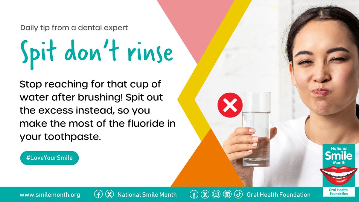 When you rinse with water after you brush your teeth you're actually rinsing away the fluoride left behind from the toothpaste. That's why we always say you should avoid rinsing with water. If you really want to rinse, use a fluoride mouthwash. #SmileMonth #LoveYourSmile