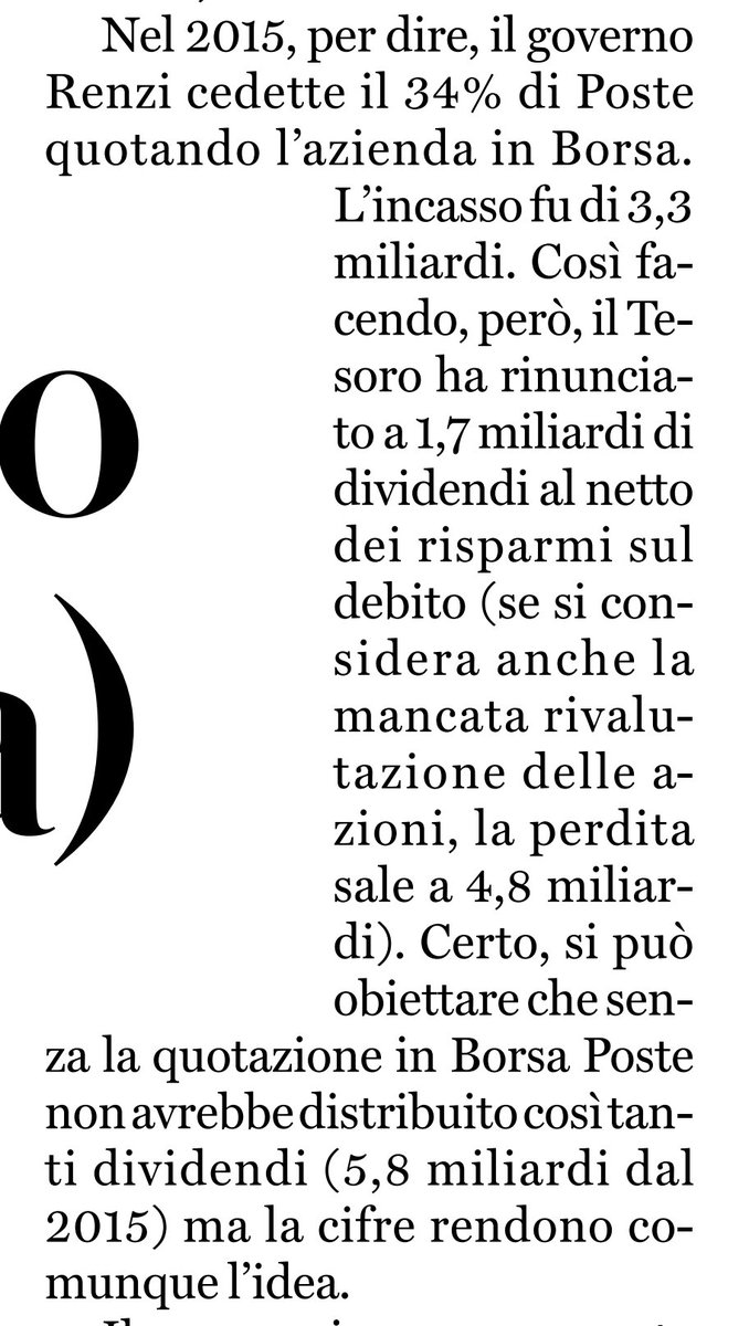 Stamani @cdifoggia ci ricorda l'affare che lo Stato ha fatto con la prima tranche di privatizzazione di Poste fatta dal Governo Renzi. Incassati 3.3 miliardi e dopo otto anni il mancato guadagno è già salito a 4.8 miliardi.