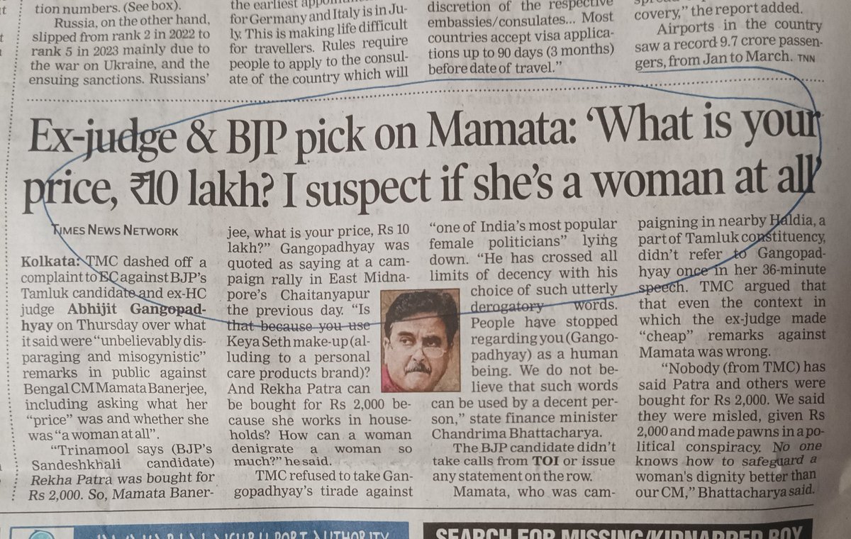 This is what the disgusting BJP candidate Abhijit Gangopadhyay said yesterday about India’s only woman CM. Haven’t seen a *single* word from the media or his party colleague @nsitharaman who have suddenly turned into women’s rights champions overnight. Do you have any shame?