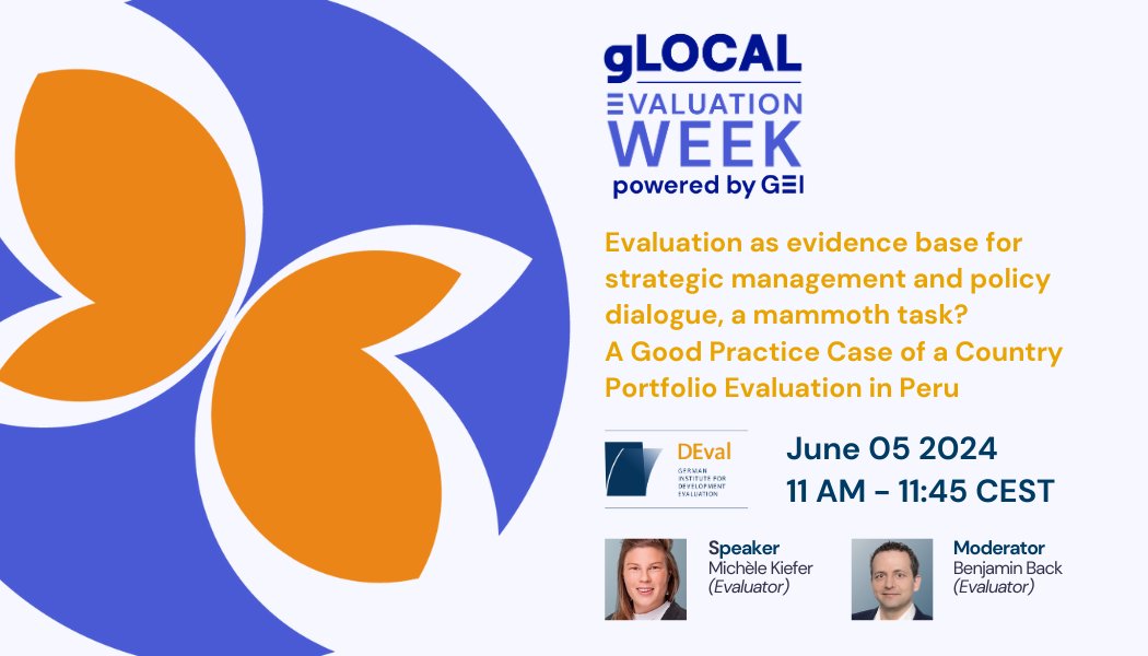 📢 Join us at the 2024 #gLOCAL Evaluation Week. How can we use #evaluation as basis for management and policy making? 🗓️ Wed, 5 June | 11:00 - 11:45 (CEST) 👉 Register here: globalevaluationinitiative.org/event/evaluati… #gLOCAL2024