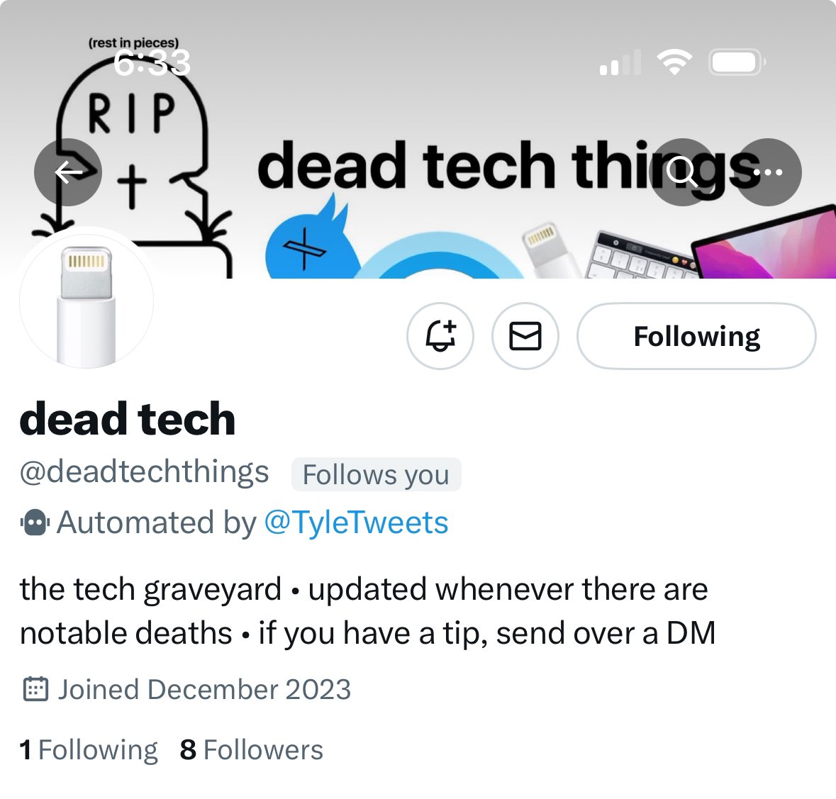 Go follow @deadtechthings. I’m gonna start posting more soon.