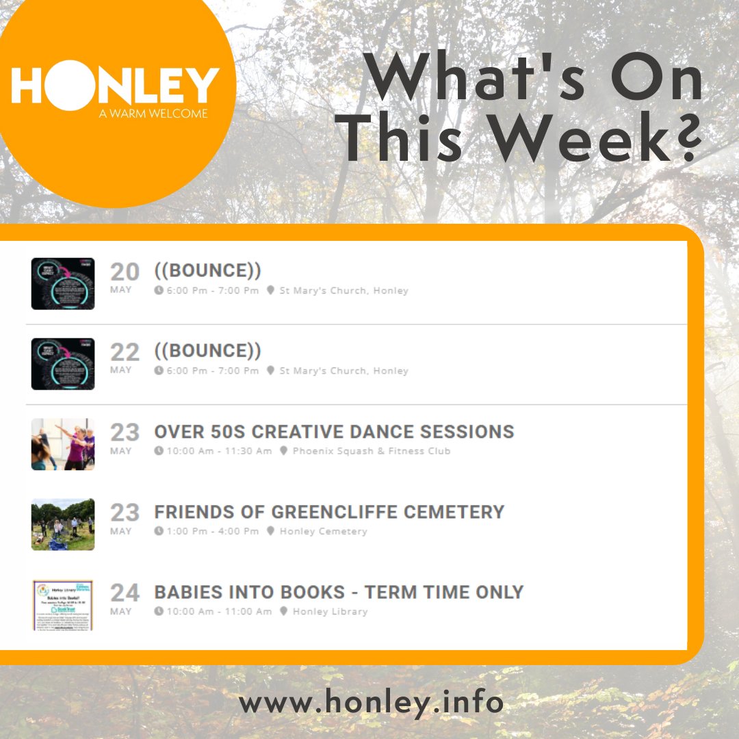 Check out 'What's Happening Around Honley' this week with our 'What's On' page - There's something for everyone! Also, if have an event (in Honley) that you'd like to publicise, you can also do that at the link below... honley.info/whats-on #Honley #KeepItLocal #WhatsOn