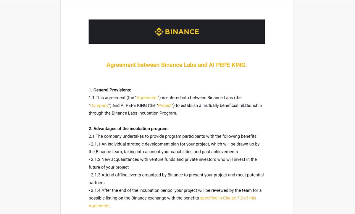 🥳#AIPEPE fellows,

📩We just received an letter from @binance

✅Is it a dream coming true?

🔥Thanks for your recognization to: AI Customer Servive (#AIPEPE_AIBOT trained on #ChatGPT, provide to #Web3 Projects for free).

❤️Wait for your confirmation & announcement @BinanceLabs