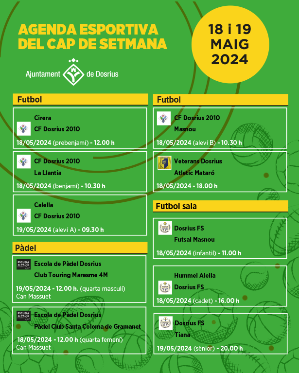 ⚽️ 🏀 Consulta l'agenda esportiva del cap de setmana 👇